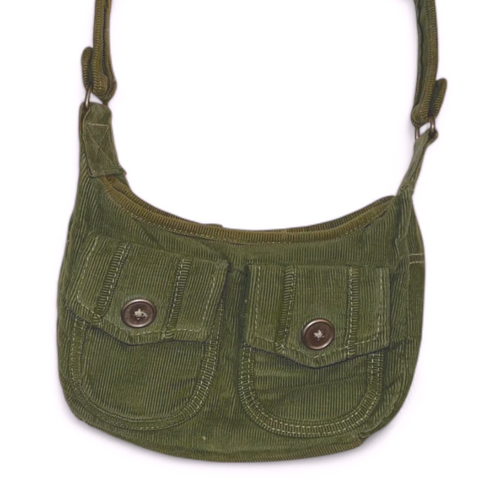 Olive Green Corduroy Mini Shoulder Bag